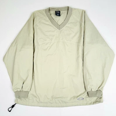 Oakley Software Pullover Windbreaker Jacket Mens Medium V-Neck Light Beige 90s - Image 1 of 4