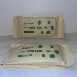 Vintage Posten 2 Sanaban sterile geburtshilfliche Maxi Pad Parke Davis Damenhygiene XL - Bild 1 von 6