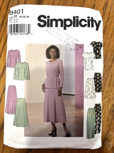 Simplicity 8401 Vintage 90er ungeschnittenes Muster Top, Rock, Hose Gr. 14-18 - Bild 1 von 2