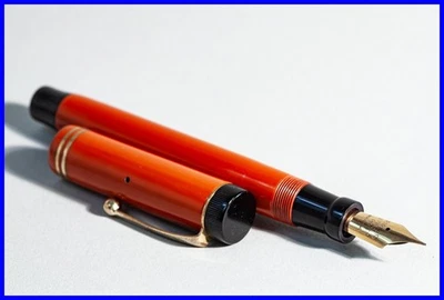 Parker Duofold Senior Lucky Curve In Coral Red With EF 14K Nib - Denmark - Image 1 of 4