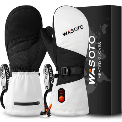 WASOTO Heated Mittens Gloves for Women Men 7.4V Battery 22.2Wh Electric Rechargeable