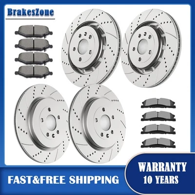 Front Rear Brake Rotors Pads fit for Lincoln MKT 2013-2019 MKS 2013-2016 Drilled - Image 1 of 4