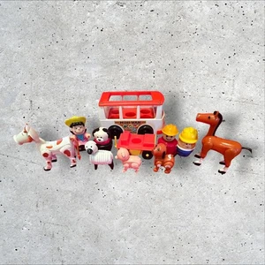 Vintage Fisher-Price Little People Bauernhof Tiere Lot Mini Van Wagen Figuren gemischt - Bild 1 von 12