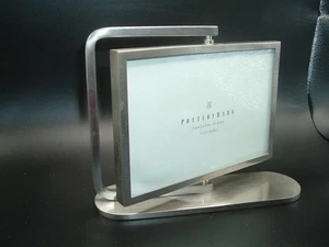 POTTERY BARN Heavy nickel base Rotating double sided picture frame for 4" x 6" - Picture 1 of 4