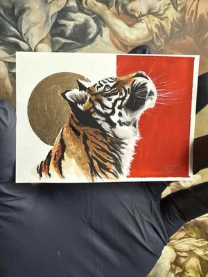 Pintura guache aquarela tigre arte original ACEO Meetersfineart - Imagem 1 de 4