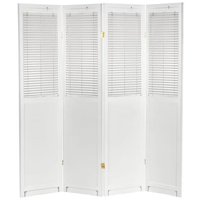6 ft. Tall Adjustable Shutter Room Divider White 4 Panel - Image 1 of 4