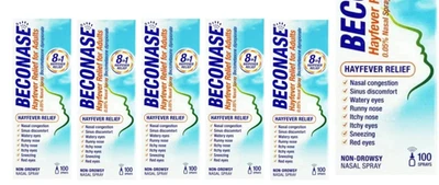 6 Pack Beconase Hayfever Relief Congestion Adult Nasal Spray, 100 sprays Each