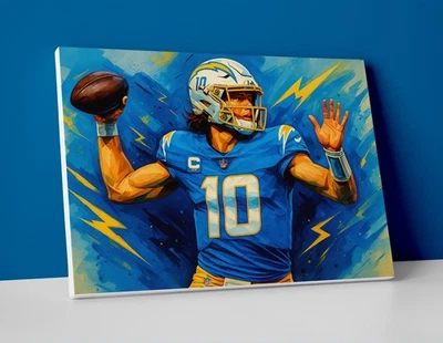 Justin Herbert Poster or Canvas - Justin Herbert LA Chargers Painting Wall Art - Image 1 of 4