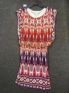 Chico's Becky Blouson Ikat Short Dress Womens Size 1 US 8 Multi Sleeveless NEW - Picture 1 of 7