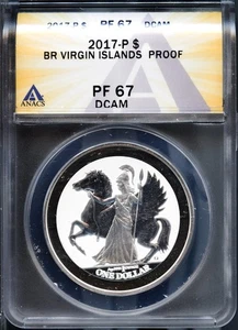 2017 $1 Pegasus Reverse Proof Silver Dollar PF 67 DCAM ANACS # 7810181 + Bonus - Picture 1 of 2