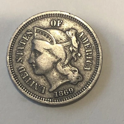 1869 Three Cent Nickel EF+++Sharp ((Silver)) Gorgeous “Full Liberty” - Image 1 of 4