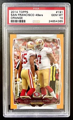 2014 TOPPS ORANGE CRABTREE / KAEPERNICK 49ERS #/96 PSA 10 POP 1 - Image 1 of 2