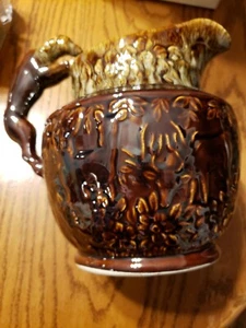 HARBOR ROCKINGHAM HOUNDHANDLED 2QT PITCHER MFG 1848 USA REPRODUCTION 7 3/4'' - Imagen 1 de 12