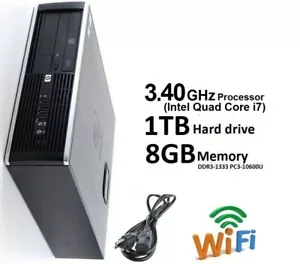 HDD HP de escritorio Windows 10 Pro 1 TB Intel Quad Core i7 3,40 GHz CPU 8 GB RAM WIFI - Imagen 1 de 8