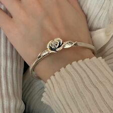 Bracelet bracelet bijoux femmes rétro rose 925 argent sterling vintage fleur