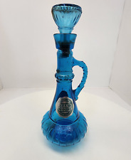 Vintage Blue Jim Beam Liquor Bottle Decanter With Handle Lidded Genie Bottle GRN