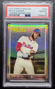 2019 Topps Heritage High Number #534 Chrome Refractor /569 Bryce Harper PSA 10
