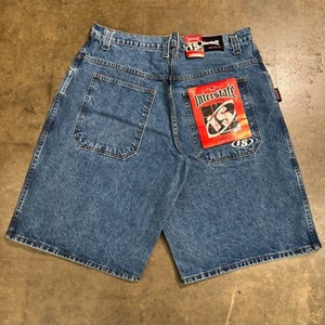 Vintage 90s Y2K Interstate Loose Fit Baggy Rave Skater Jean Shorts Jorts 38 Rare - Picture 1 of 8
