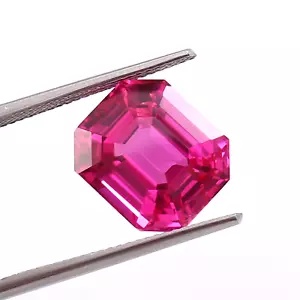 Piedra preciosa suelta de zafiro rosa Ceilán natural impecable AAA 10,30 quilates corte esmeralda - Imagen 1 de 6