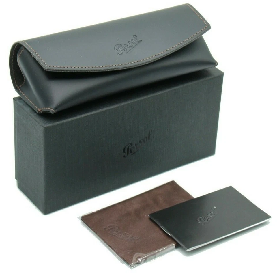 NOVO ÓCULOS DE SOL PERSOL COURO PRETO ESTOJO MACIO CAIXA DE PANO DOCUMENTOS - Imagem 1 de 1