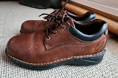 Zapatos Oxford Carolina para mujer de cuero marrón antideslizantes punta de acero con cordones 8 Foto 1 de 4