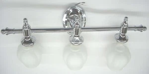 Trans Globe 7143 Three Lamp Vanity Light Fixture Chrome Finish Etch White Glass - Picture 1 of 2