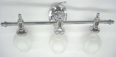 Trans Globe 7143 Three Lamp Vanity Light Fixture Chrome Finish Etch White Glass - Image 1 of 2