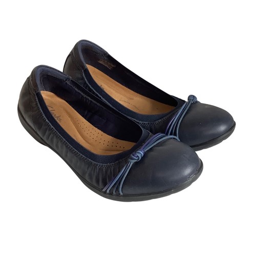 Ballerine Clarks Collezione Navy Pelle Prato Rae Donna 8 5 Nodi Elasticizzati