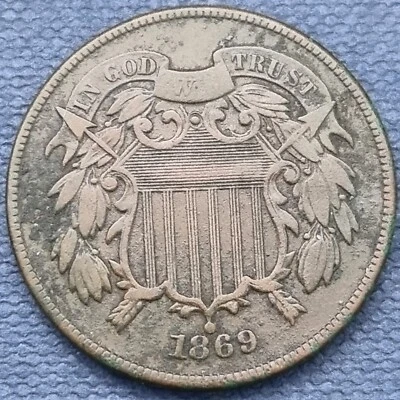 1869 Two Cent Piece 2c Better Grade XF Details #58381 - Image 1 of 2