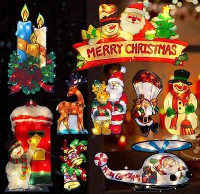 Christmas Window LED Silhouette Lights Festive Decoration Indoor Small/Large - Image 1 of 4