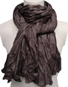 großer solider Schal uni Knitterschal dunkel braun 100% Baumwolle Herren 1028 - Bild 1 von 3
