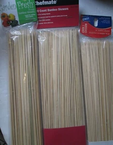 Lot of 225 Bamboo Skewers in 3 packages *BRAND NEW / UNOPENED* - Picture 1 of 4