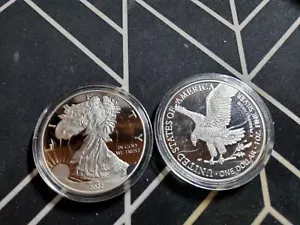 Silver Plated Collectable Paperweight Round, "Liberty & Flying Eagle" - Picture 1 of 1