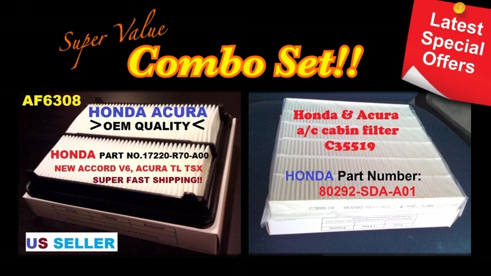 Filtro de aire de motor y cabina para Honda Accord Crosstour V6 y Acura TL TSX CA10468 Foto 1 de 1