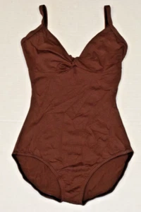 Vintage Swimsuit EUROTARD Size S/M 80s Espresso Brown Full Coverage Made USA - Picture 1 of 10