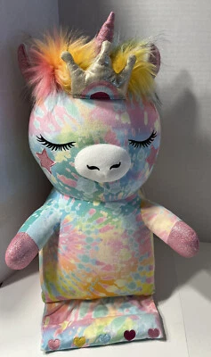 Under One Sky Plush Rainbow Unicorn Tablet Holder W/Crown Glittery Hearts Stars - Image 1 of 4
