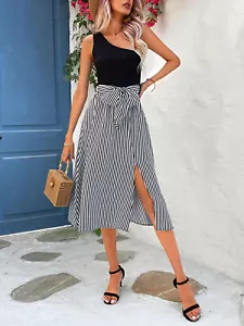 Women Tank A Line Dress Ladies Summer Beach Pullover Sleeveless Midi Dresses US - Picture 1 of 9