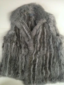 NEU! Bagatelle 100% echtes Kaninchenfell Weste Damen groß grau Kragen orig.250€ - Bild 1 von 12