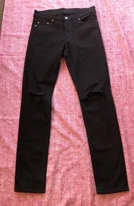 DR DENIM JEANS CLARK BLACK RIPPED KNEES 30W 32L GOOD CONDITION SEE PHOTOS - Picture 1 of 7