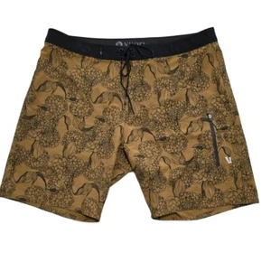 Pantalones cortos Vuori para hombre 36x8 estampado gráfico infinito con cremallera bolsillo marrón dorado - Imagen 1 de 24
