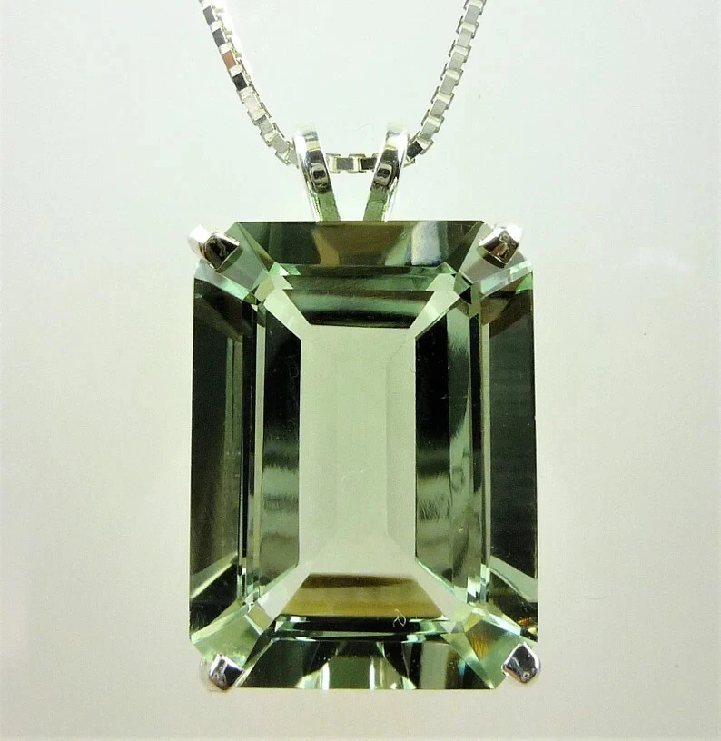 Impresionante colgante hecho a mano de plata de ley 925 con piedras preciosas de amatista verde AC-244 Foto 1 de 4