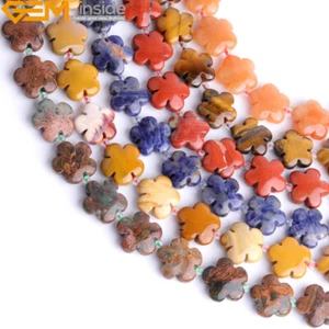15mm Natural Flower Gemstone Cute Beads For Jewelry Making Strand 15" Gift Craft - Picture 1 of 123