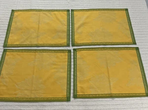 Pottery Barn Floral Tischsets 4er Set Grün Gelb Kolonial 100% Baumwolle Verziert - Bild 1 von 11