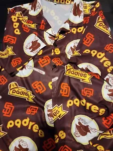 San Diego Padres Mens 2XL Shirt Brown Button Up Swinging Friars Soft Material - Picture 1 of 2