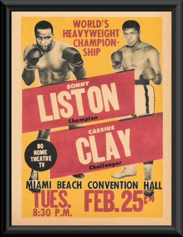 Cassius Clay vs Sonny Liston 1964 Poster Reprint On 60 Year Old Paper *P236 Cover