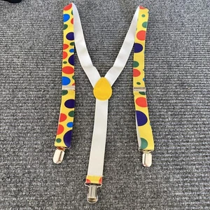 Costume Suspenders Youth Yellow Colorful Polka Dots Stretch Clown - Picture 1 of 5