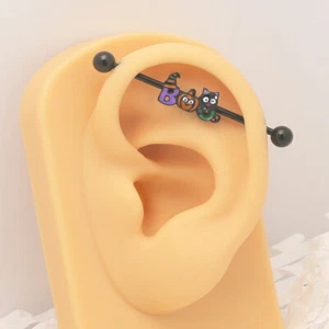 14G Industrial Barbell Pumpkin Stainless Steel Cartilage Earring Body Piercing - Picture 1 of 5