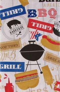 Grill Zone BBQ Vinyl Flannel Back Tablecloth-Var Sizes - Picture 1 of 4