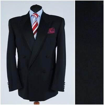 PIERRE CARDIN Black Double Breasted Tuxedo 42L UK Size Blazer Sport Coat Jacket - Image 1 of 4