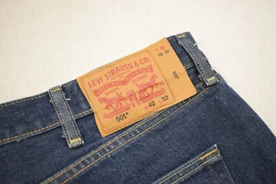 Levi's 501 XX Stretch Button Fly Straight Leg Denim Blue Jeans Mens Size 42 x 32 - Image 1 of 4